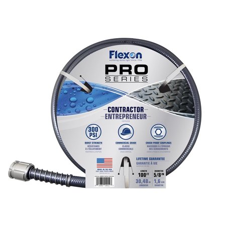 Flexon Pro Series 5/8 in. D X 100 ft. L Heavy Duty Contractor Grade Contractor Grade Hose Gray CG58100ACE